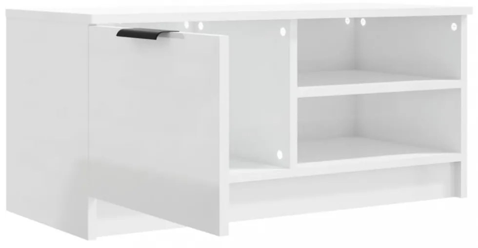 2 db magasfényű fehér szerelt fa TV-szekrény 80x35x36,5 cm