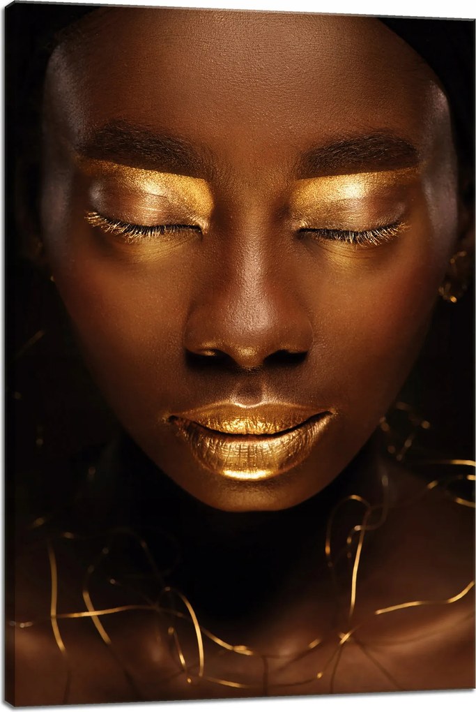 Vászonkép Nő Arc Arany Elemek 40x60 cm Ideális ajándék