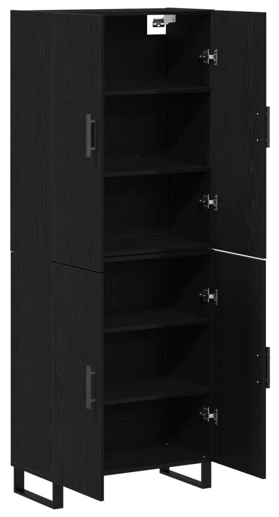 2 db Fekete Tölgy Kábelt 69,5x34x180 cm Mérnöki Fa