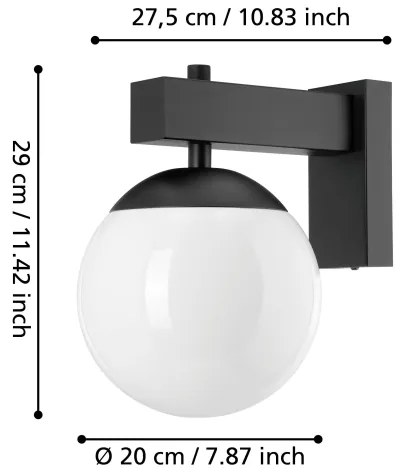 Eglo 900669 - Kültéri fali lámpa BUFALATA 1xE27/40W/230V fekete IP44