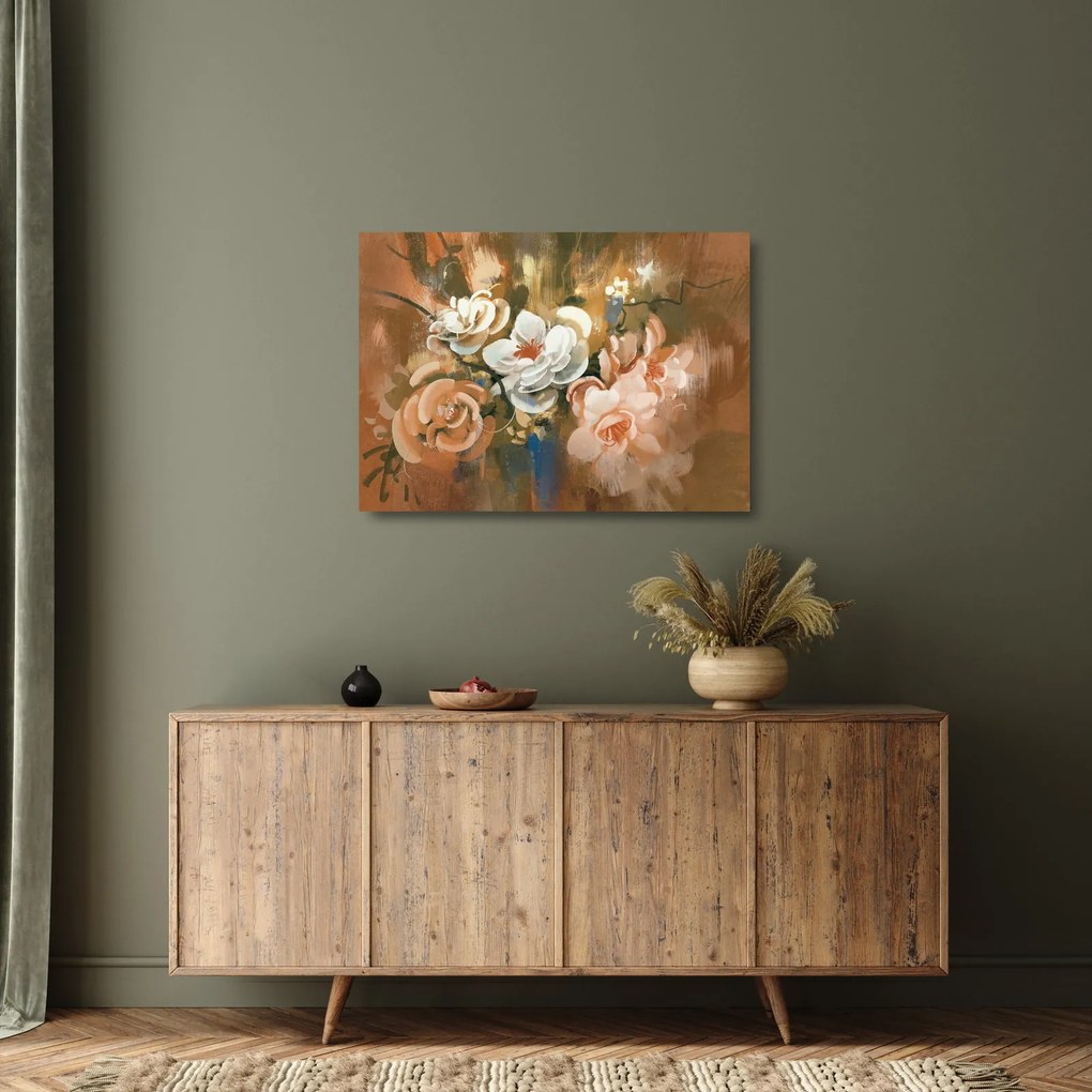 Kép - Festett csokor virág (üvegen) (70x50 cm)