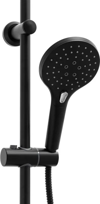 Erga Bergen Therm, zuhanygarnitúra termosztatikus csapteleppel és esőfejjel 25cm, fekete matt, ERG-YKA-BP.BERGEN-THERM-25-BLK