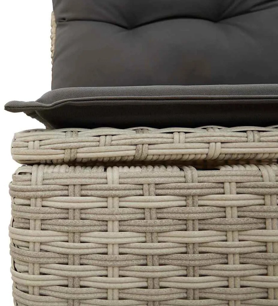 3 személyes világosszürke polyrattan kerti kanapé párnával