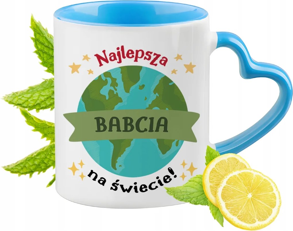 Nagyinak Kék Bögre Szív Alakú Füllel Ajándék Nyomtatott