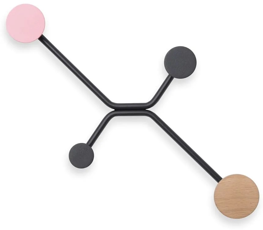 Hook fekete fali akasztó rózsaszín részletekkel - Gazzda
