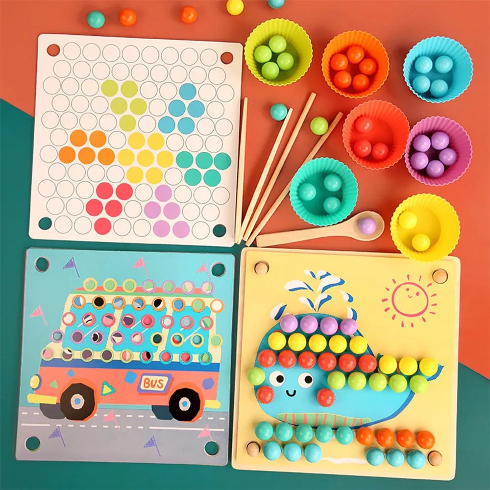 Képkirakó golyókkal Montessori fajáték