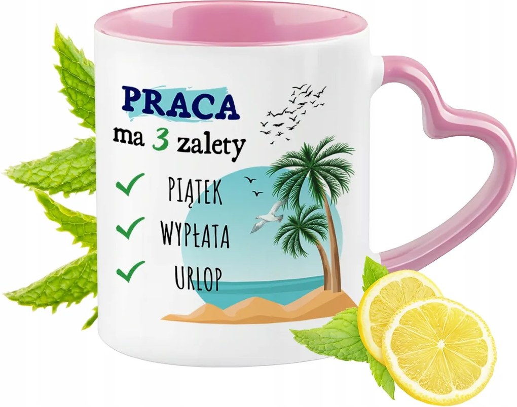 Vicces Rózsaszín Bögre Szív Alakú Füllel Ajándék