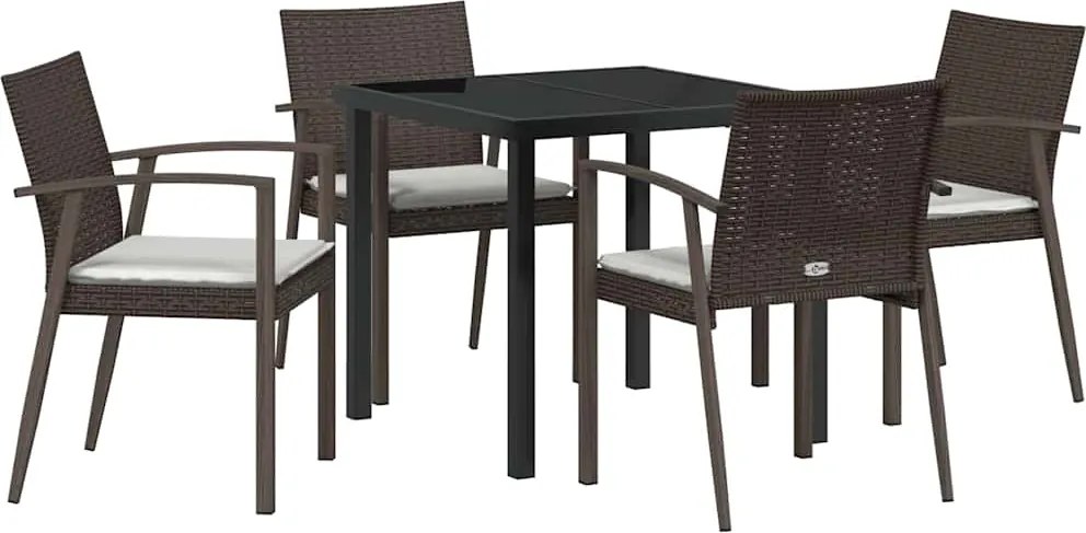 vidaXL Kert étkező szett 5 pcs Barna és fekete PE Rattan