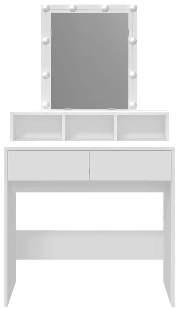 fehér fésülködőasztal LED-del 80 x 41 x 144,5 cm