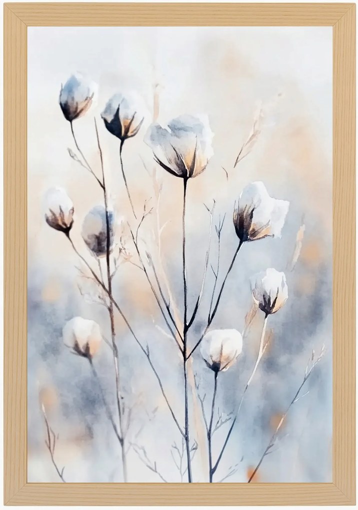 Poszter Keret Fa Akvarell Természet Rét Virágok Pamut Boho 40x60