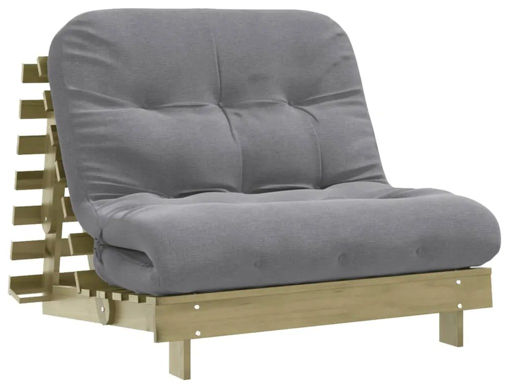 tömör impregnált fenyőfa futon kanapéágy matraccal 100x206x11cm
