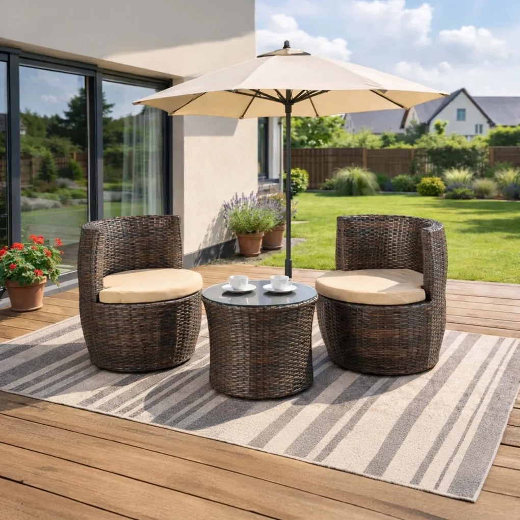 Kerti bútor szett barna/bézs színben – FRIO