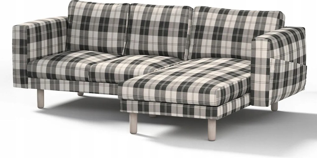 Dekoria Norsborg 3 személyes kanapé huzat Ikea székkel, szürke