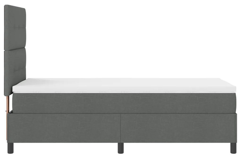 rugós ágy matraccal és LED világítással, sötétszürke, 90x200 cm szövet