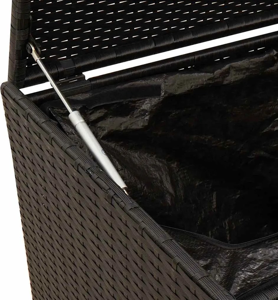 vidaXL fekete polyrattan kerti tárolóláda kerekekkel 283 L