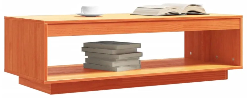 viaszbarna tömör fenyőfa dohányzóasztal 110 x 50 x 33,5 cm