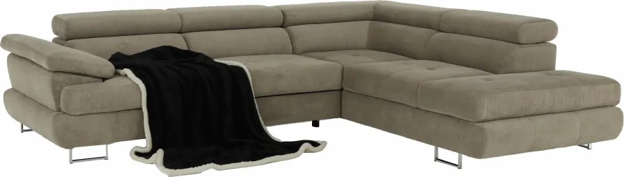 Ülőgarnitúra, világosbarna melír, szövet, jobbos, BUTON P