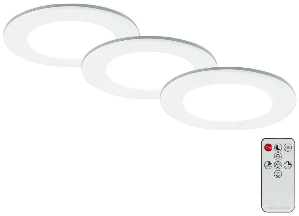 Briloner - KÉSZLET 3x LED Fürdőszobai beépíthető lámpa LED/4,8W/230V IP44 + távirányító