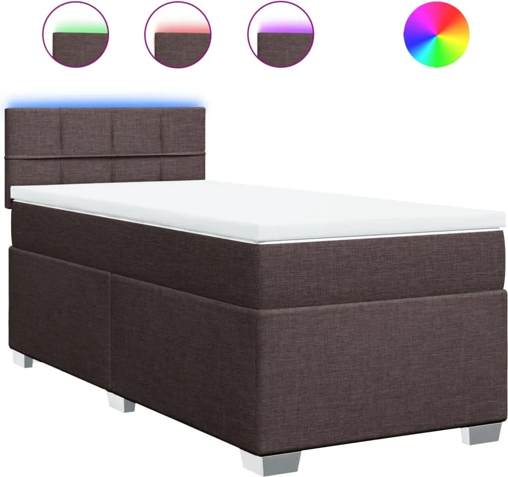 vidaXL sötétbarna szövet rugós ágy matraccal 80 x 200 cm