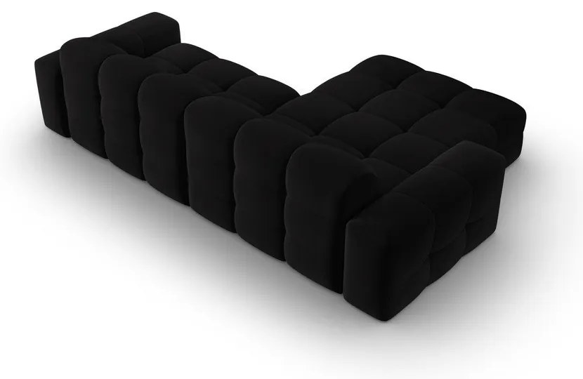 Fekete bársony sarokkanapé (bal oldali) Kendal – Micadoni Home