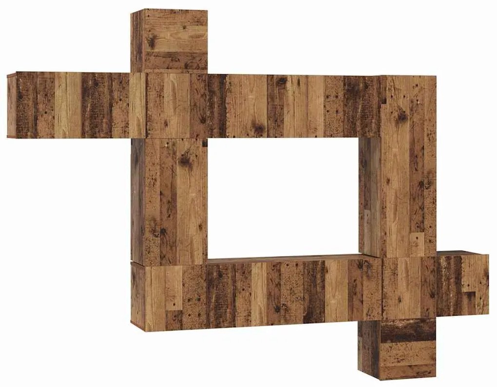 TV szekrény garnitúra 10 pcs Régi fa 30.5 x 30 x 90 cm Faanyag