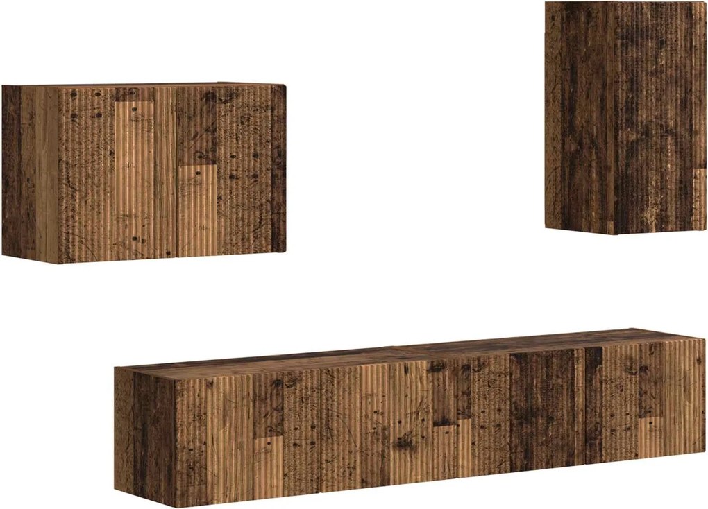 vidaXL TV falit kabinet szett Falra szerelhető 4 pcs Öreg fa Faanyag