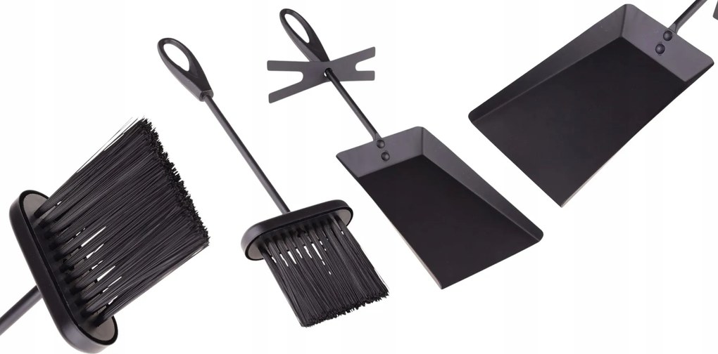 Kandalló Szett Kandalló Lapát Seprű Fekete Modern Elegáns