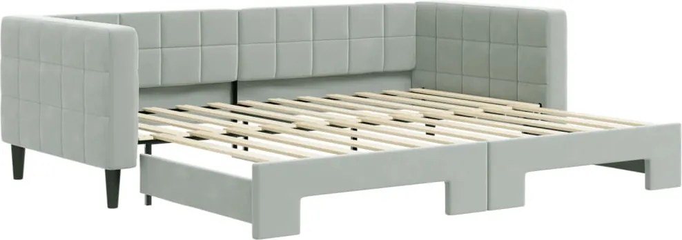 vidaXL világosszürke kihúzható bársony heverő 90 x 200 cm