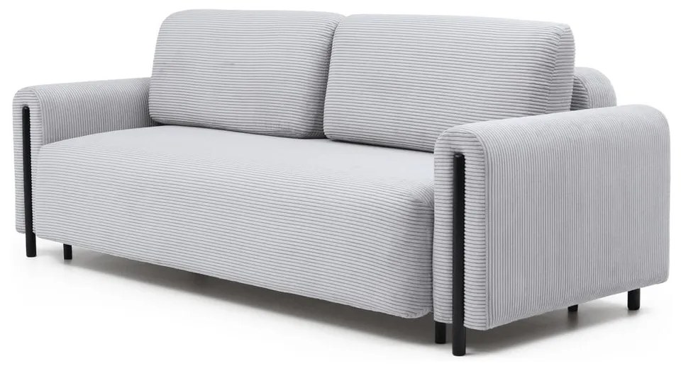Szürke kordbársony kinyitható-tárolóhelyes kanapé 244 cm Arcadova – ELTAP