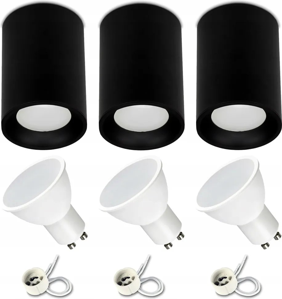 Falra szerelhető lámpatest szett Fekete Gyűrű modern izzó GU10 7W 4000K