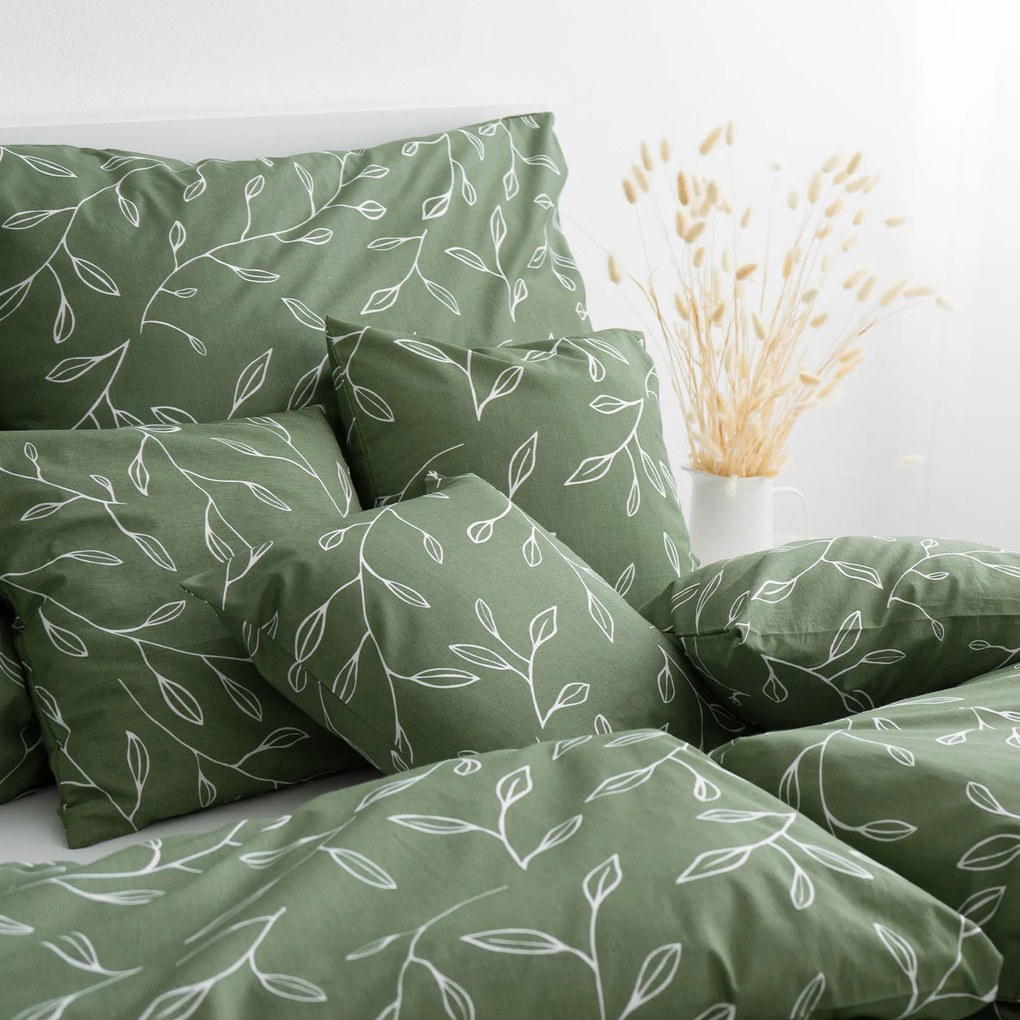 Goldea pamut ágyneműhuzat - tealevél mintás 140 x 220 és 70 x 90 cm