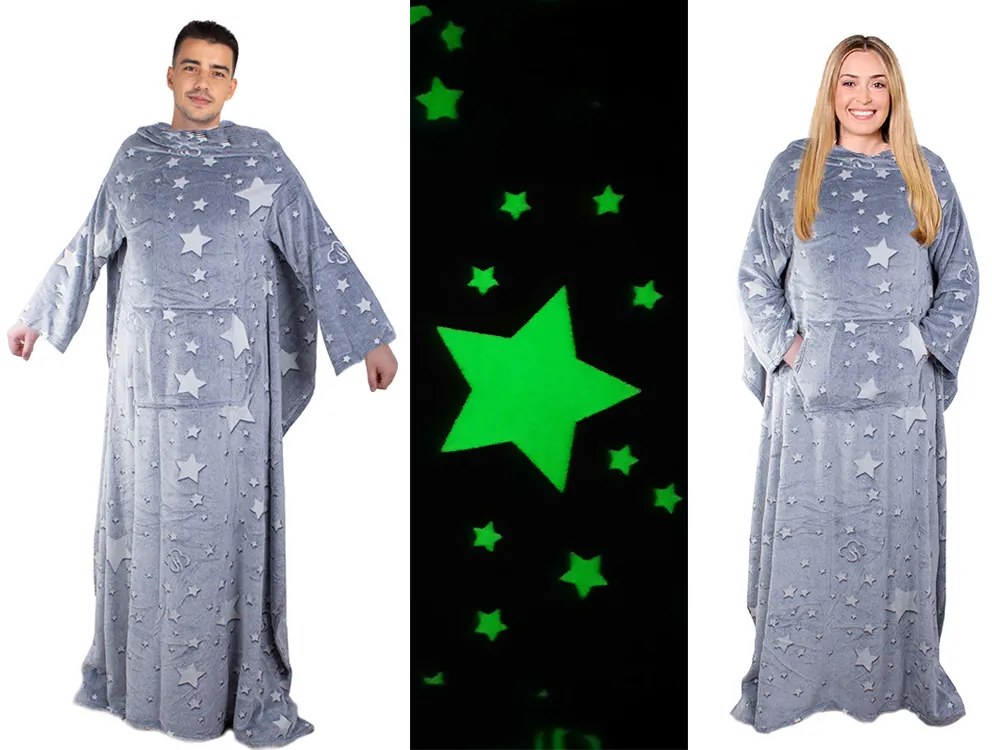 Világító takaró ujjakkal - szürke