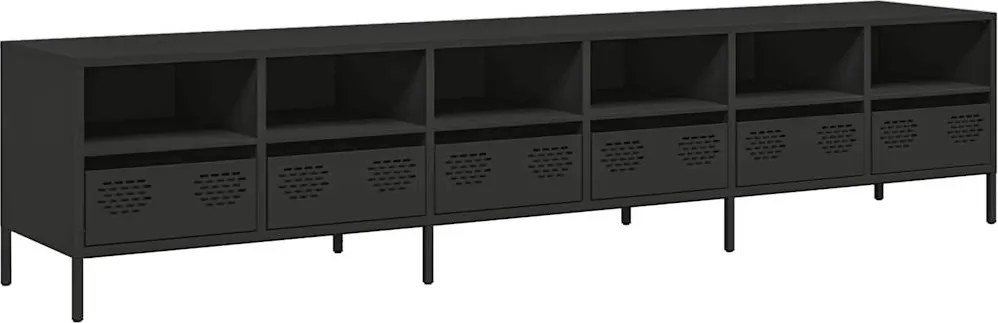 vidaXL fekete hidegen hengerelt acél TV-szekrény 202 x 39 x 43,5 cm