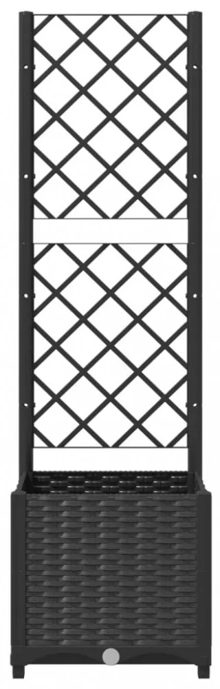 fekete kerti virágláda ráccsal 40 x 40 x 136 cm PP