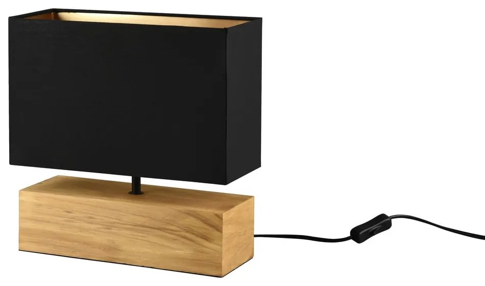 Fekete-natúr színű asztali lámpa textil búrával (magasság 30 cm) Woody – Reality