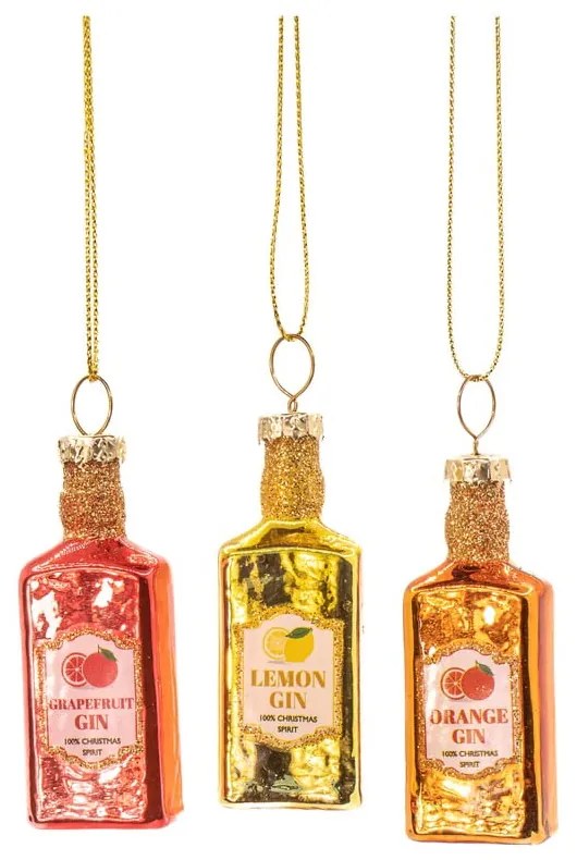 Üveg kézzel készített karácsonyfadísz készlet 3 db-os ø 3 cm Gin Bottle – Sass & Belle