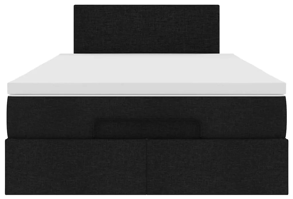 Ottomán ágy matraccal fekete 120x190 cm szövet
