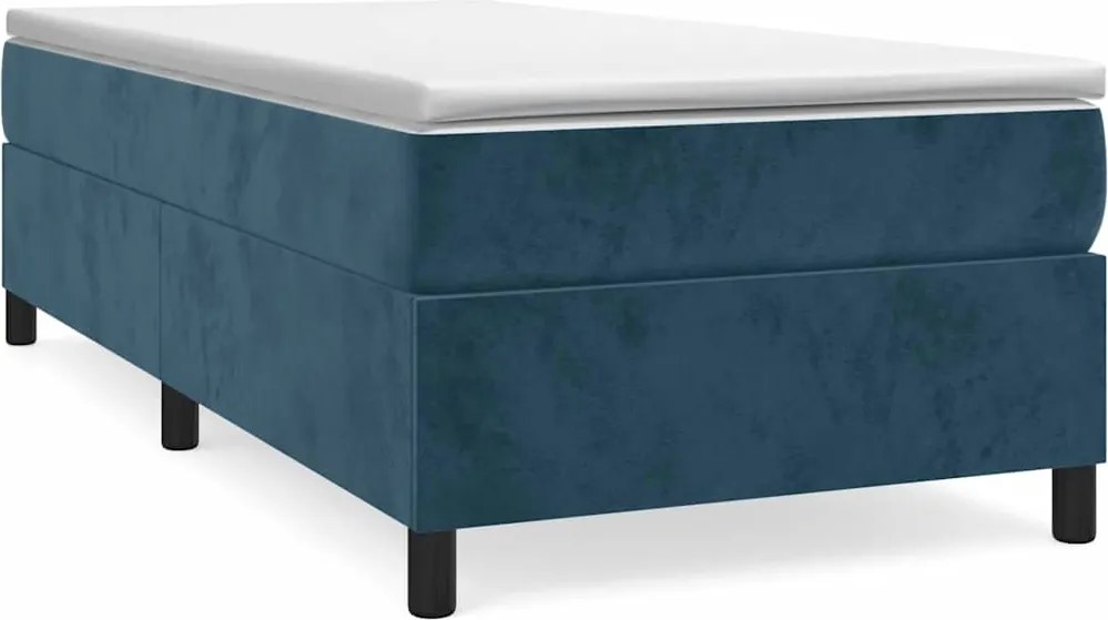 vidaXL sötétkék bársony rugós ágy matraccal 90x190 cm