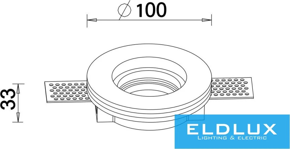 UNIVERSO Gipsz süllyesztett spot lámpatest 1xGU10 ∅100x33mm IP20 fehér