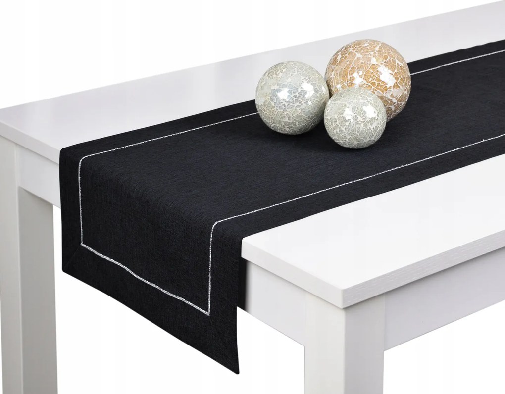 Panama Lux asztali futó 40x220 foltálló öv fekete ezüst