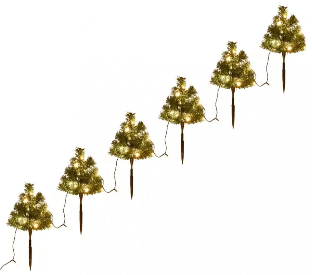 6 db PVC karácsonyi kültéri díszfa meleg fehér LED-ekkel 45 cm