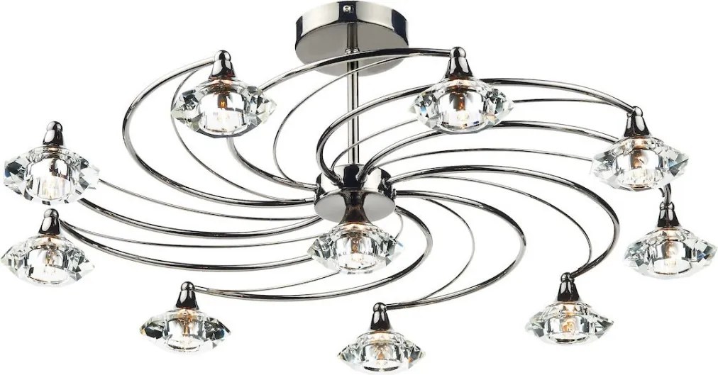 DAR LIGHTING LUT2367 LUTHER Kristály Mennyezeti Lámpa Fekete Króm G9 IP20