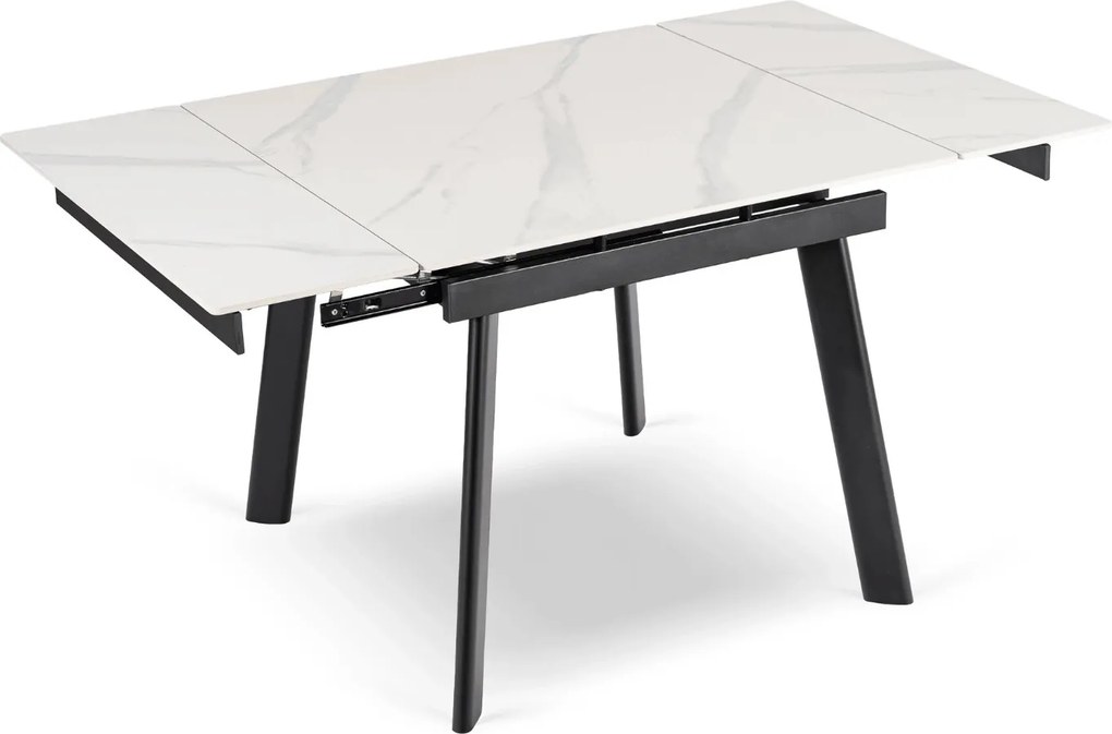 Stół LARES Ceramiczny Rozkładany 90-150 cm Biały Marmur/Czarny