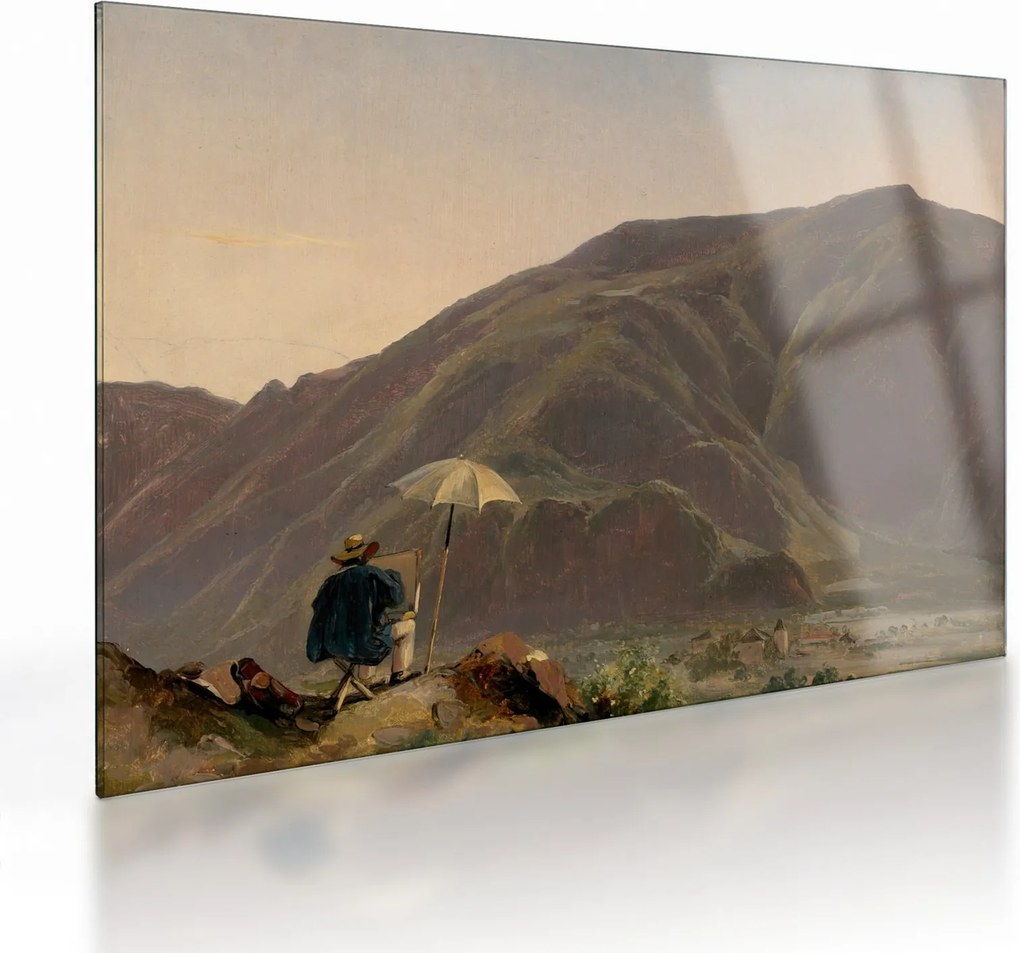 Üveg kép - Jules Coignet, View of Bozen with a Painter, reprodukciók (70x50 cm)