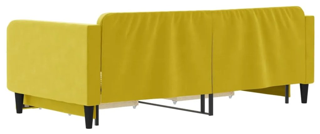 sárga kihúzható bársony heverő fiókkal 100 x 200 cm
