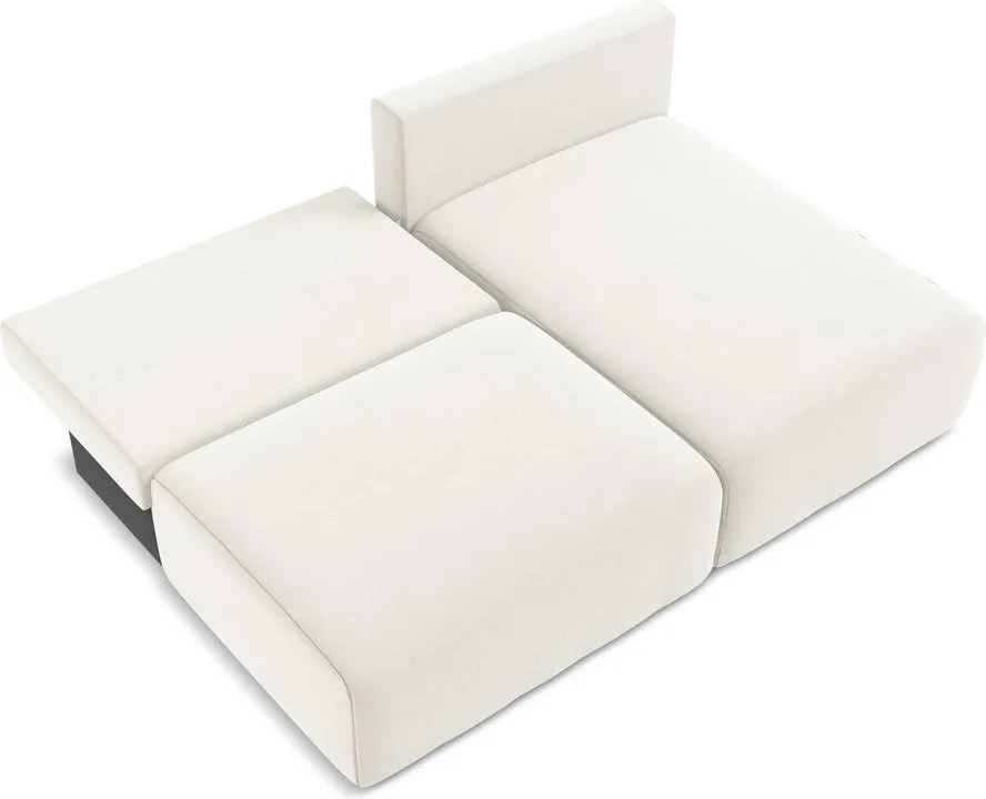 Krémszínű bársony kinyitható-tárolóhelyes sarokkanapé (jobb oldali-heverő résszel) Kalena – Makamii