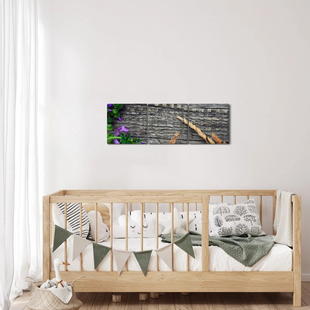 Kép - réti virágok (órával) (90x30 cm)