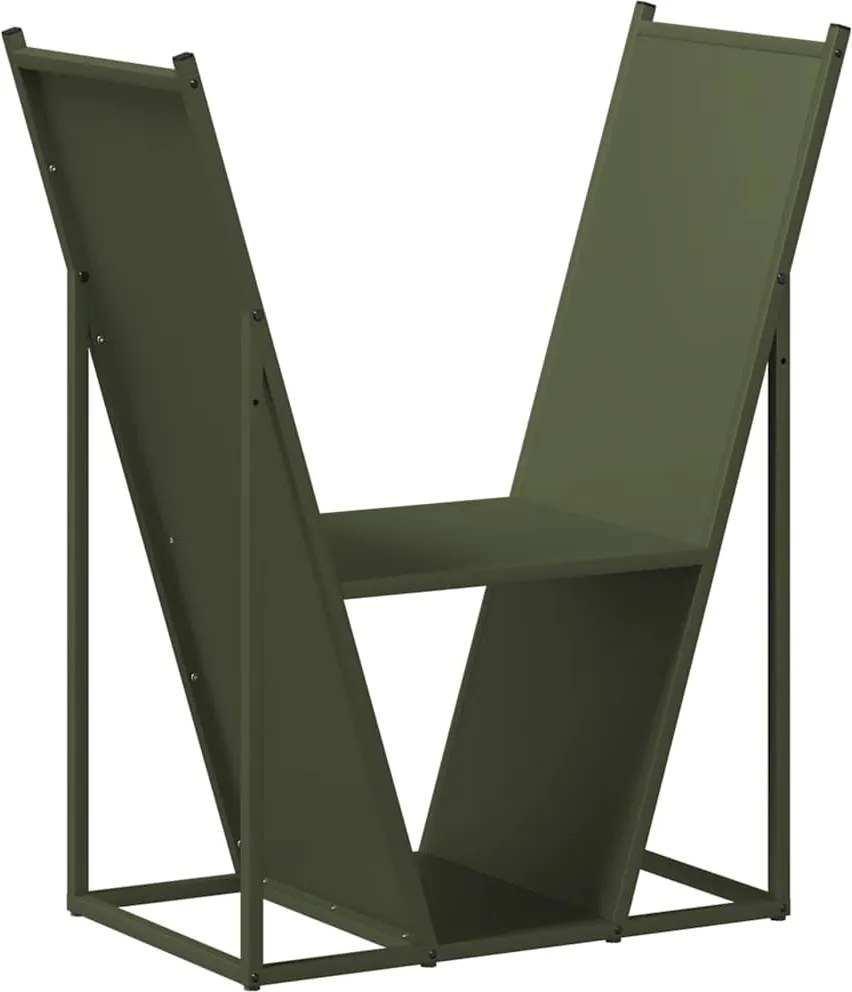 vidaXL olívazöld hidegen hengerelt acél tűzifatároló 69,5x35x81 cm