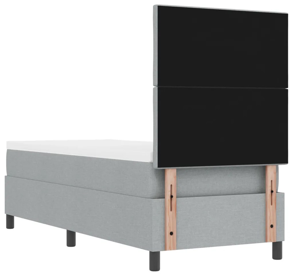 Box Spring Ágy Matresszel Világosszürke 80x200 cm Textil