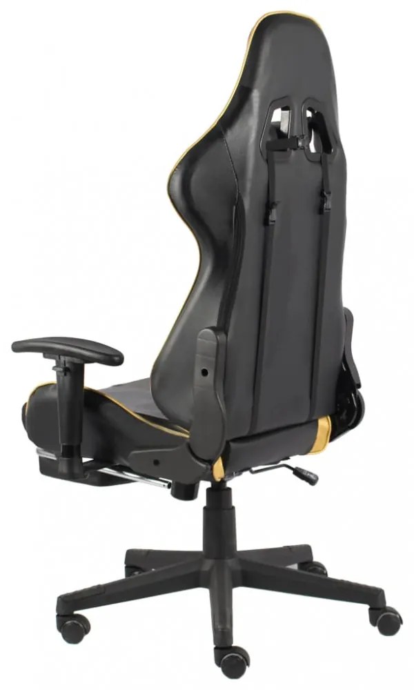 aranyszínű PVC forgó gamer szék lábtartóval